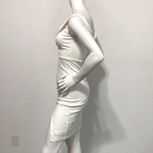 Lulu's White Sleeveless Crossover V-Neck Collared Back Rayon Blend Dress Size XS - Picture 4 of 7